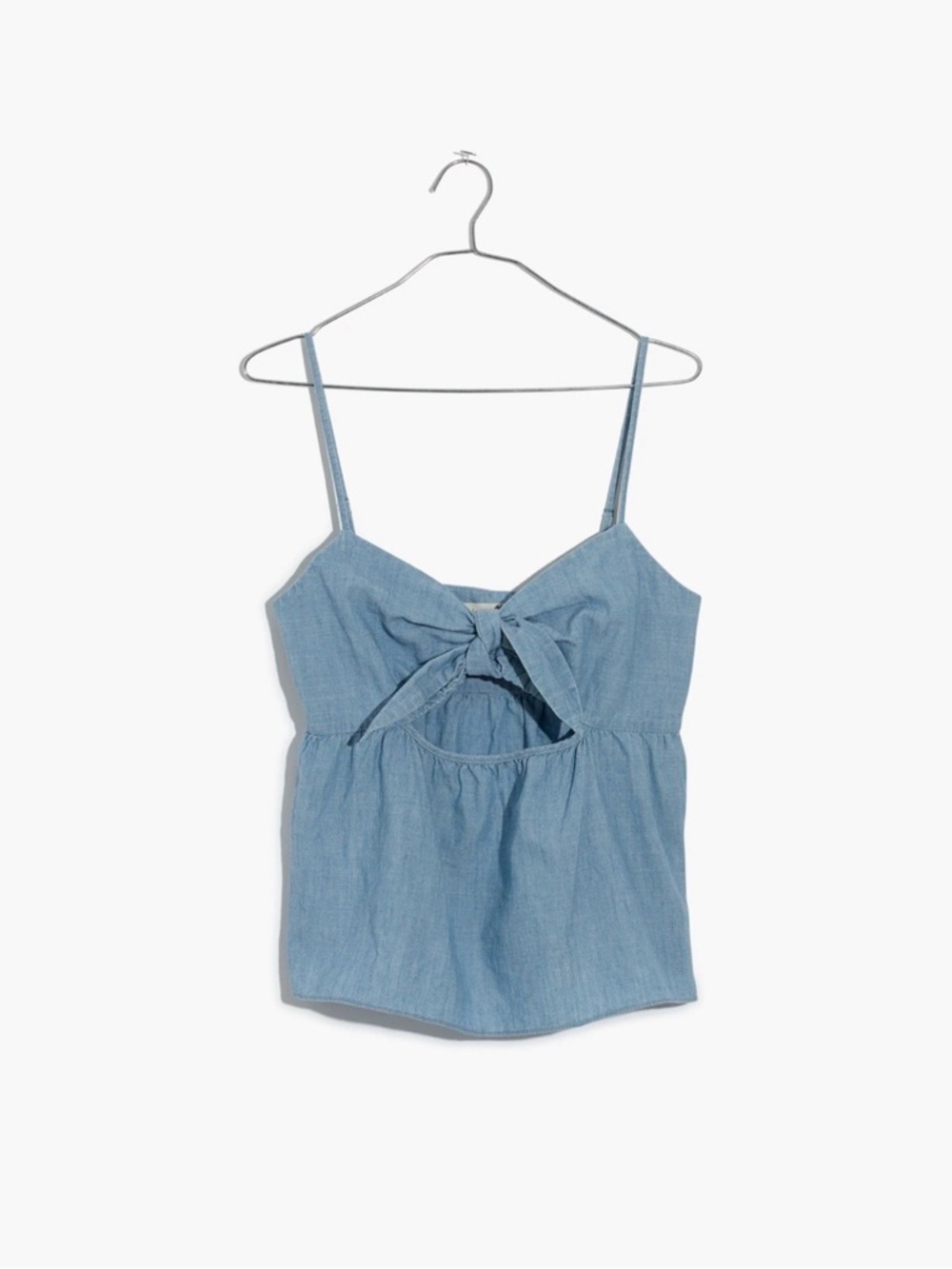 Madewell - Chambray Tie-Front Keyhole Cami Top - Size 10 - Runs Small!